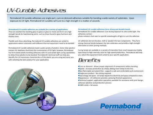 Permabond UV Light Curable Adhesives