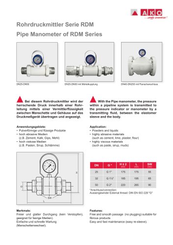 Pipe Manometer of RDM Series