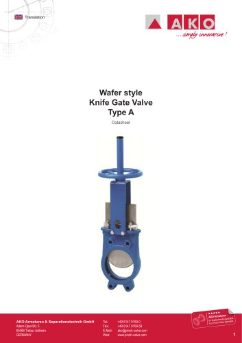 Wafer style Knife Gate Valve Type A