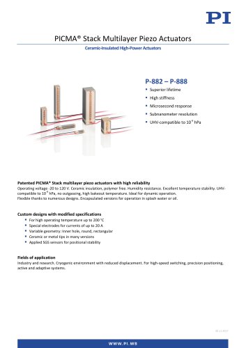 PICMA® Stack Multilayer Piezo Actuators