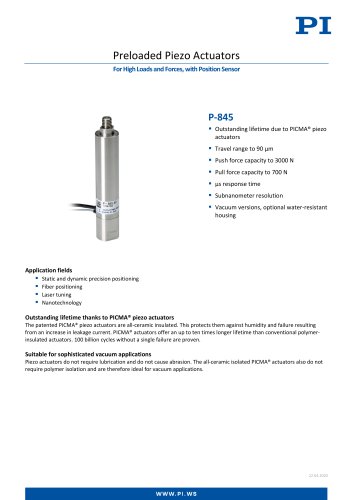 Preloaded Piezo Actuators P-845