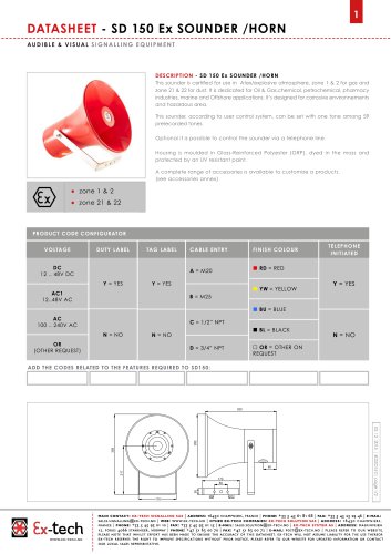 SD 150 Ex SOUNDER /HORN