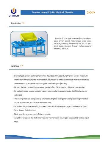 D series Heavy Duty Double Shaft Shredder