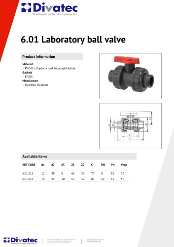 Laboratory ball valve