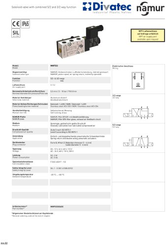 Solenoid valve with combined 5/2 and 3/2 way function