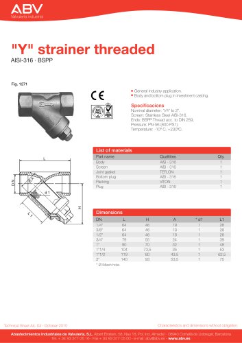 “Y” strainer threaded