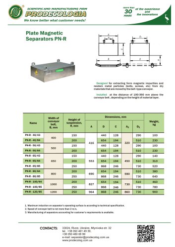 Plate Magnetic Separators PN-R