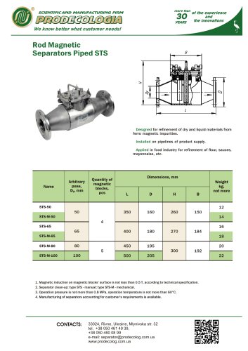 Rod Magnetic Separators Piped STS