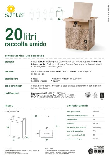 20 litri raccolta umido 