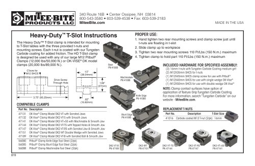 Heavy-Duty™ T-Slot Instructions