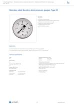 Stainless steel Bourdon tube pressure gauges Type D3