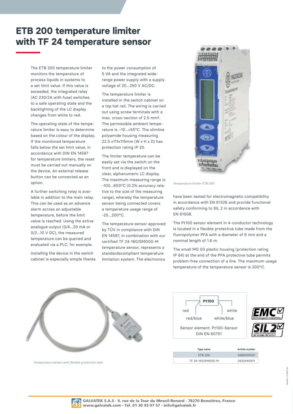 ETB 200 temperature limiter - Galvatek