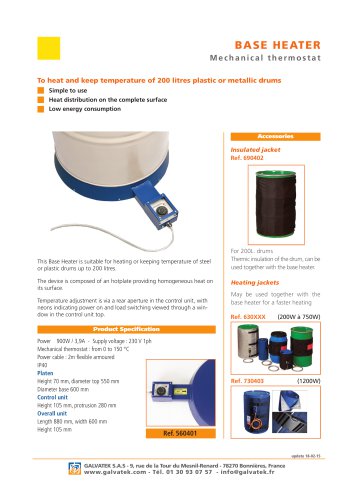 Heating Base &ndash; Mechanical Thermostat