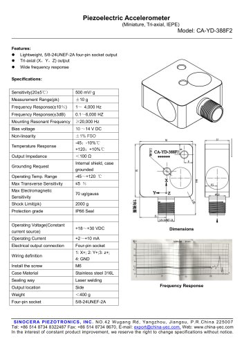 Piezoelectric pressure sensor CA-YD-388F2