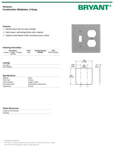 Wallplates Combination Wallplates, 2-Gang