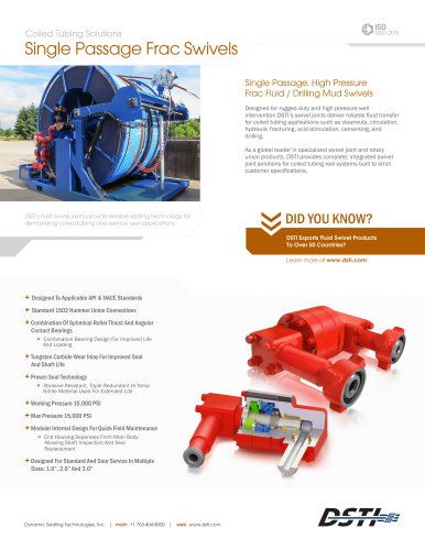 DSTI Sell Sheet - Coiled Tubing - Frac Swivels