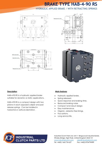 ICP Hydraulic Applied Spring Released Brake HAB-4-90 RS