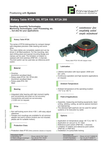 Rotary table RT2A 100/150/200