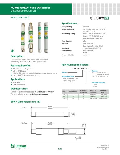 Littelfuse Fuse Solar SPXV Datasheet