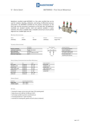 BDTM955 ? FIVE VALVE MANIFOLD