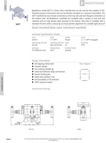 M3T - direct mounted three valve manifold