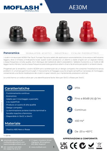Scheda tecnica - Cicalino AE30M