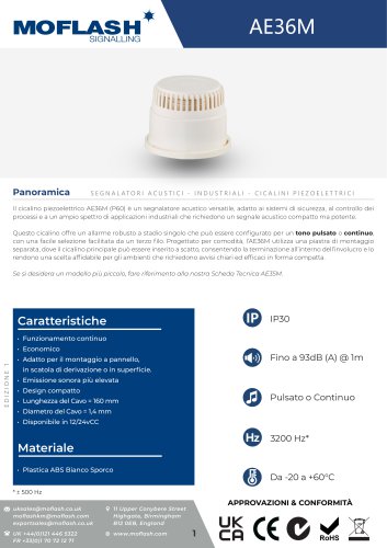 Scheda tecnica - Cicalino AE36M