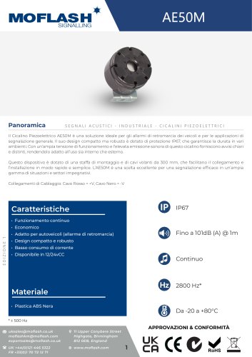 Scheda tecnica - Cicalino AE50M