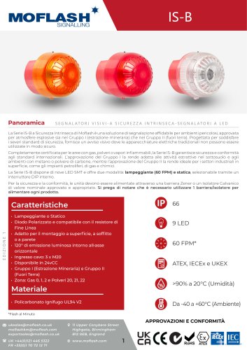 Scheda tecnica - Lampeggiante IS-B