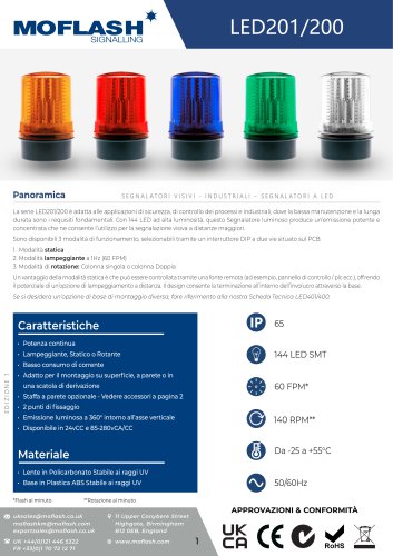 Scheda tecnica - Lampeggiante LED201-200