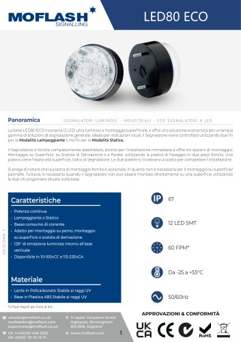 Scheda tecnica - Lampeggiante LED80