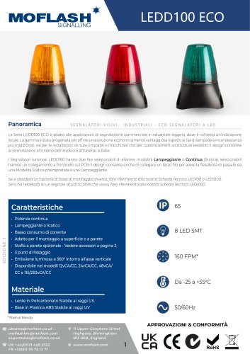Scheda tecnica - Lampeggiante LEDD100
