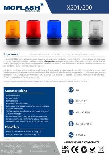 Scheda tecnica - Lampeggiante X201-200