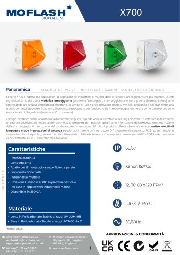 Scheda tecnica - Lampeggiante X700