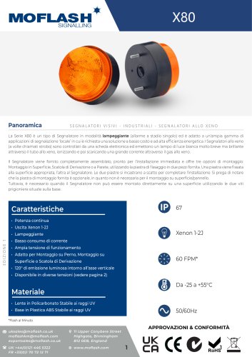 Scheda tecnica - Lampeggiante X80