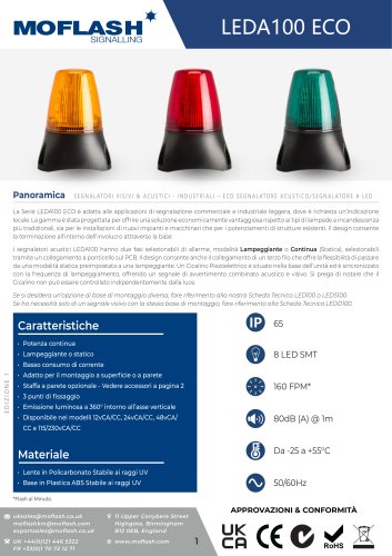 Scheda tecnica - Segnalazione acustica/visiva LEDA100