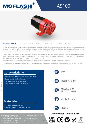 Scheda tecnica - Sirene motorizzate AS100