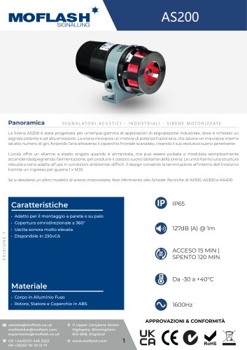 Scheda tecnica - Sirene motorizzate AS200