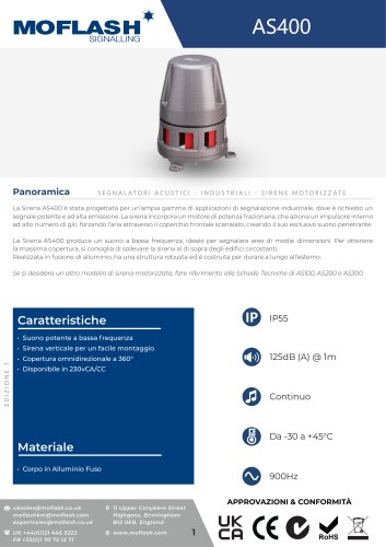 Scheda tecnica - Sirene motorizzate AS400