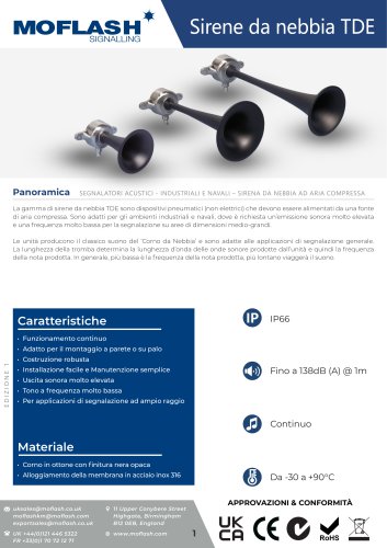 Scheda tecnica - Tromba acustica TDE