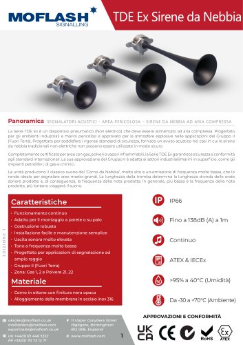 Scheda tecnica - Tromba acustica TDE Ex