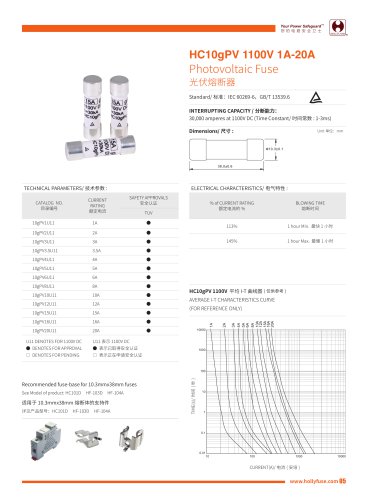 Hollyland 10x38mm Solar Fuses 1100V DC HC10gPV series