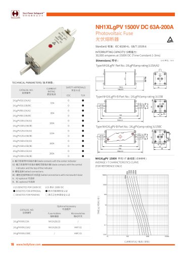 Hollyland 1500V DC Solar Fuses NH1XLgPV series