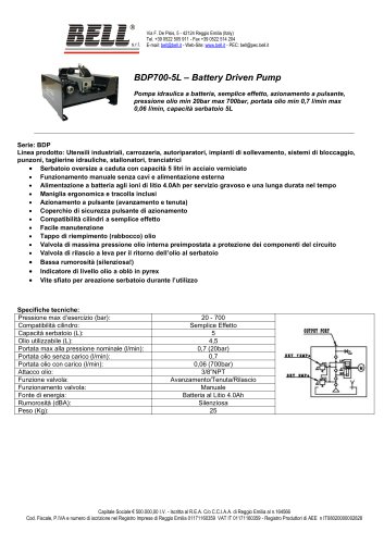 BDP Series - Pompa a batteria serbatoio 5L