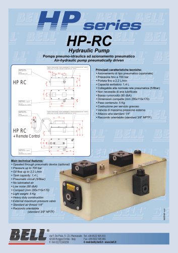 SERIE HP - HPRC - Pompa idropneumatica ad azionamento pneumatico