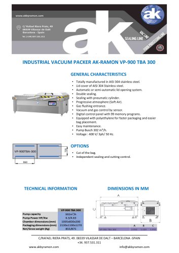 INDUSTRIAL VACUUM PACKER AK-RAMON VP-900 TBA 300