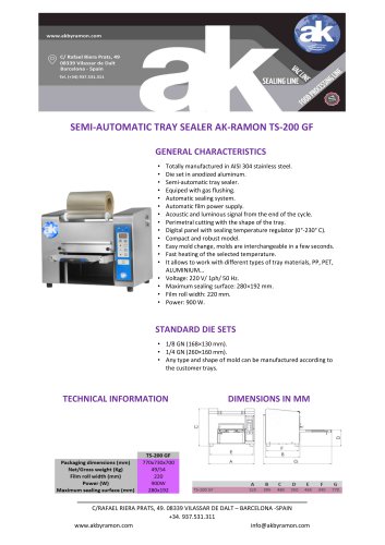 SEMI-AUTOMATIC TRAY SEALER AK-RAMON TS-200 GF