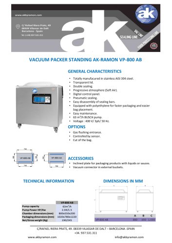 VACUUM PACKER STANDING AK-RAMON VP-800 AB