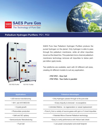 Palladium Hydrogen Purifiers: PD1, PD2