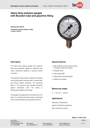 Heavy Duty pressure gauges